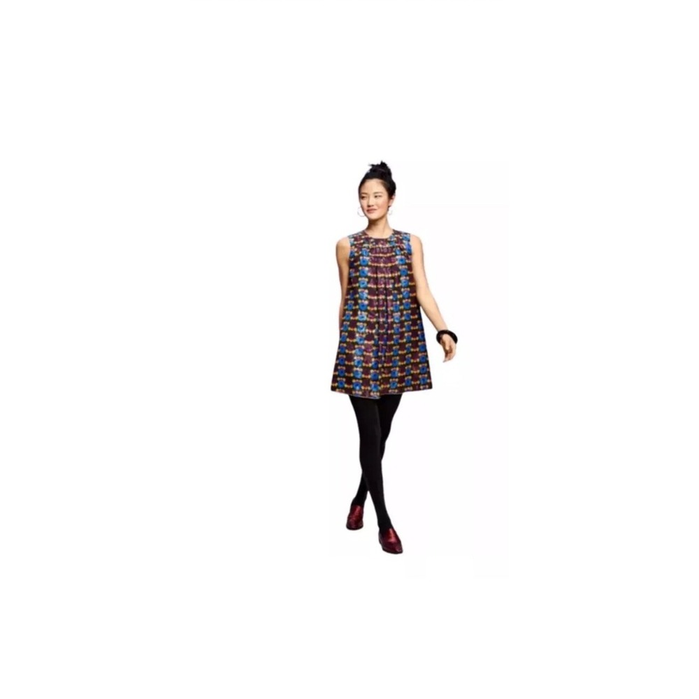 Anna Sui X Target 20th Anniversary Metallic Shift Dress M Art Deco Burnout